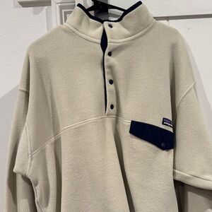 Patagonia Cream/Beige and Navy Snap-T Fleece